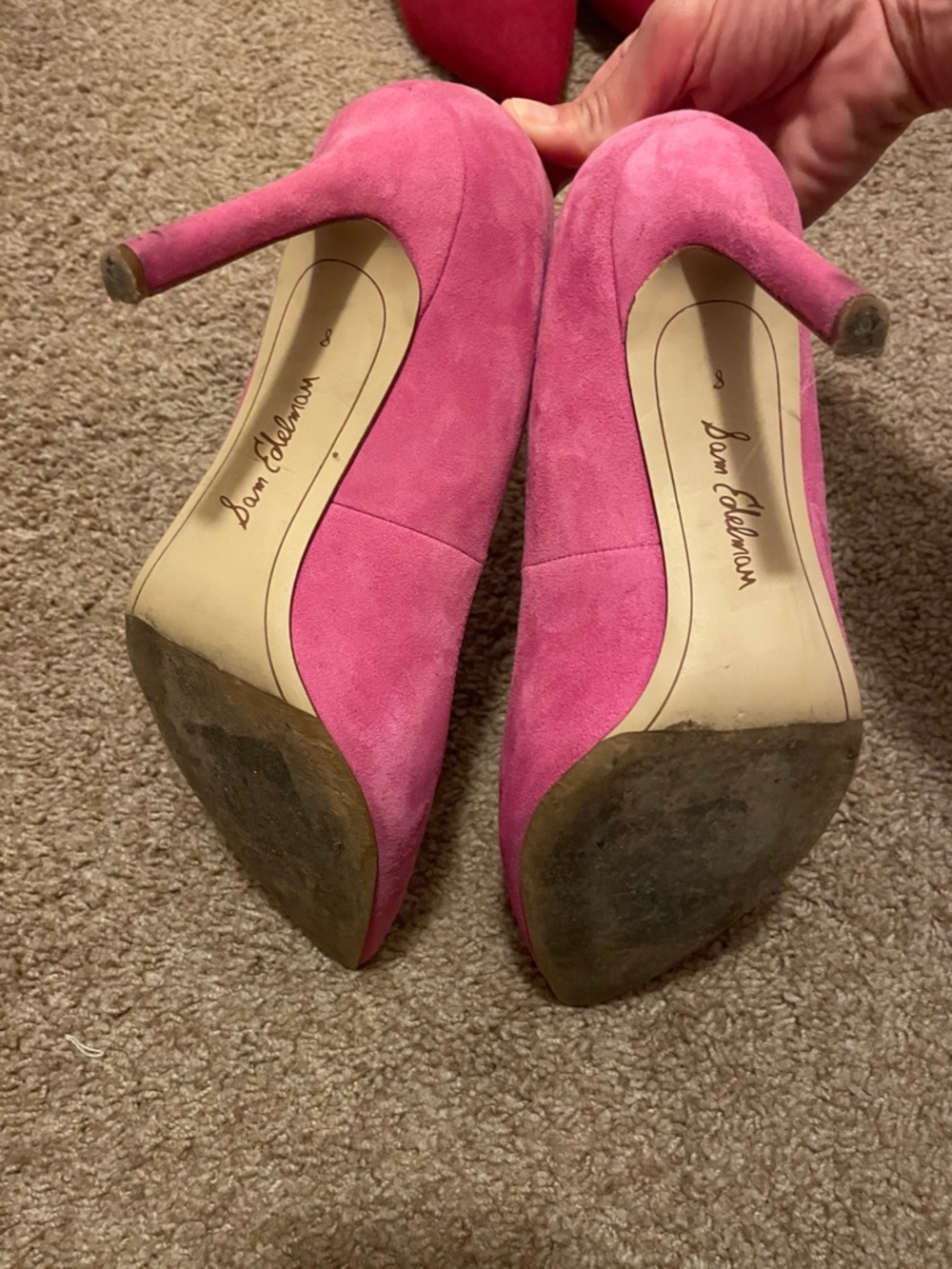 Sam Edelman Hot Pink Suede Pointed Toe Pumps - Picture 3 of 8